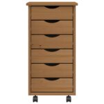 Armoire roulante avec tiroirs MOSS bois de pin marron miel – Image 2