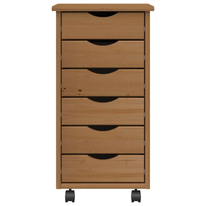 Armoire roulante avec tiroirs MOSS bois de pin marron miel – Image 2