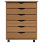 Armoire roulante avec tiroirs MOSS bois de pin marron miel – Image 2