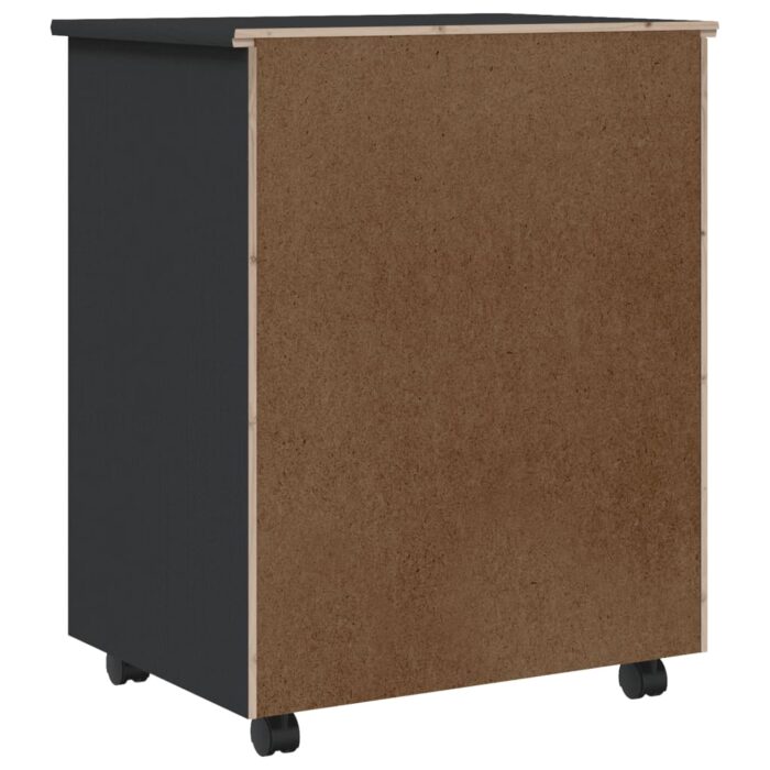 Armoire roulante avec tiroirs MOSS gris bois de pin solide – Image 4