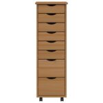 Armoire roulante avec tiroirs MOSS bois de pin marron miel – Image 2