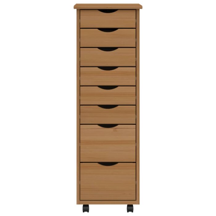 Armoire roulante avec tiroirs MOSS bois de pin marron miel – Image 2