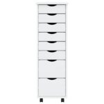 Armoire roulante avec tiroirs MOSS blanc bois de pin solide – Image 2