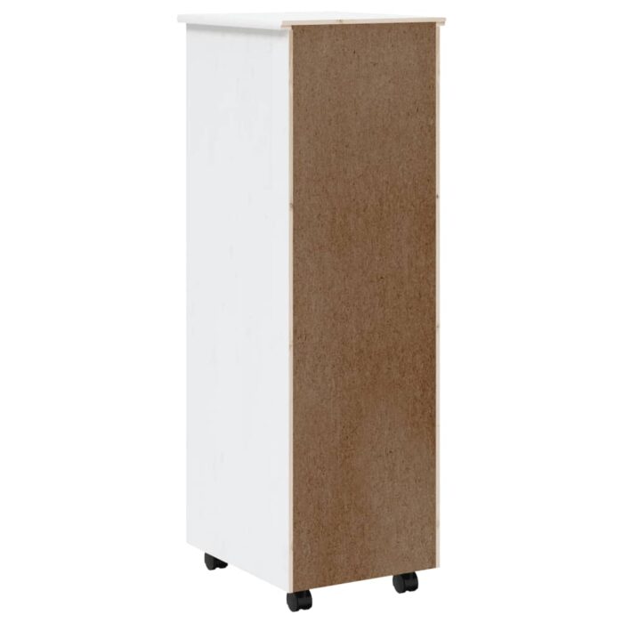Armoire roulante avec tiroirs MOSS blanc bois de pin solide – Image 4