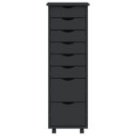 Armoire roulante avec tiroirs MOSS gris bois de pin solide – Image 2
