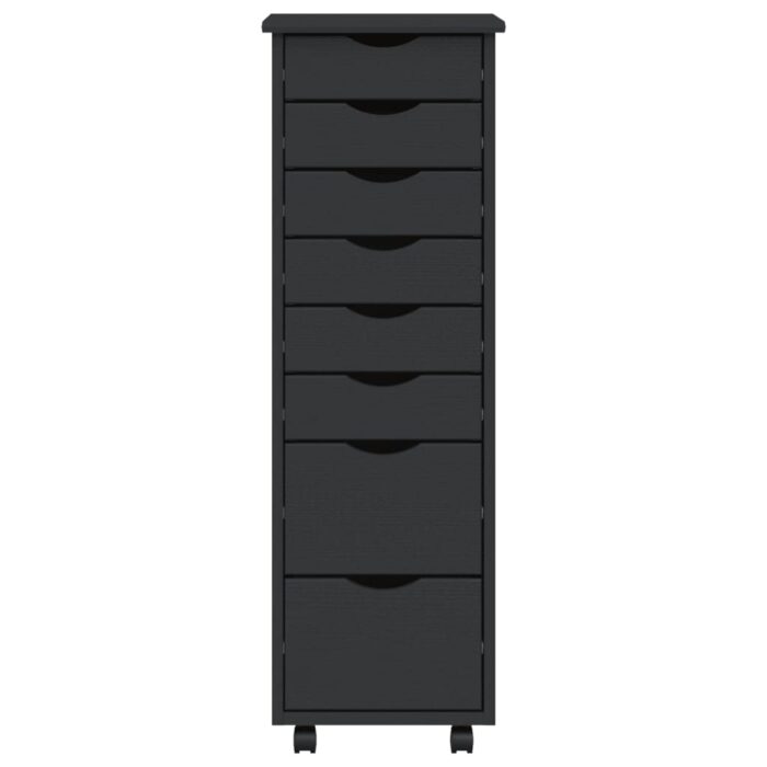 Armoire roulante avec tiroirs MOSS gris bois de pin solide – Image 2