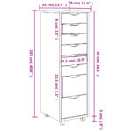 Armoire roulante avec tiroirs MOSS gris bois de pin solide – Image 7
