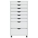 Armoire roulante avec tiroirs MOSS blanc bois de pin solide – Image 2