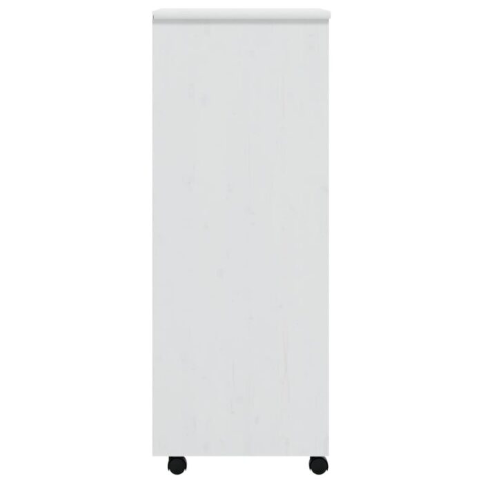 Armoire roulante avec tiroirs MOSS blanc bois de pin solide – Image 3