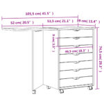 Armoire roulante avec bureau MOSS blanc bois de pin solide – Image 8