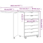 Armoire roulante avec bureau MOSS blanc bois de pin solide – Image 9