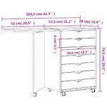 Armoire roulante avec bureau MOSS gris bois de pin solide – Image 9