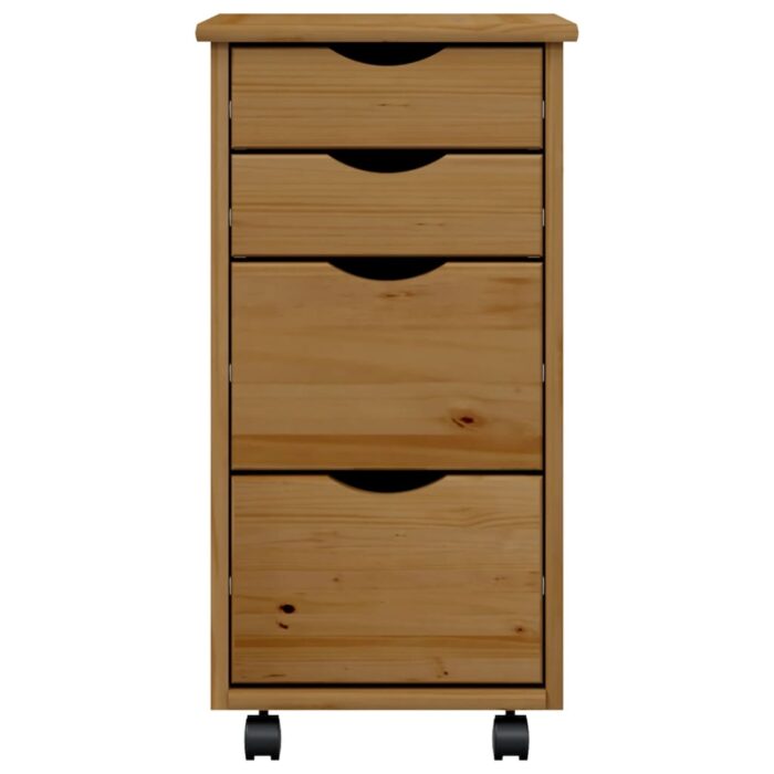 Armoire roulante avec tiroirs MOSS bois de pin marron miel – Image 2