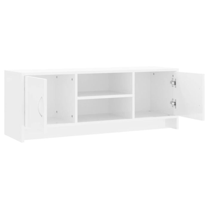 Meuble TV blanc brillant 102x30x37,5 cm bois d'ingénierie – Image 4