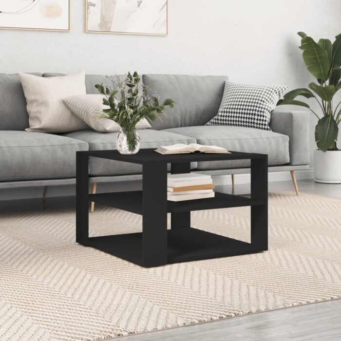 Table basse noir 59,5x59,5x40 cm bois d'ingénierie – Image 1