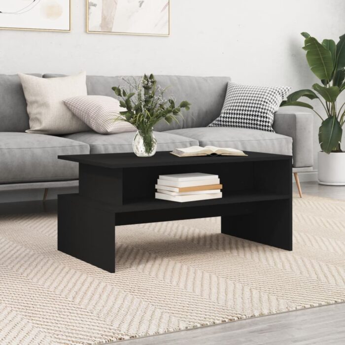 Table basse noir 90x55x42,5 cm bois d'ingénierie – Image 1