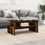 Table basse chêne fumé 90x55x42,5 cm bois d'ingénierie