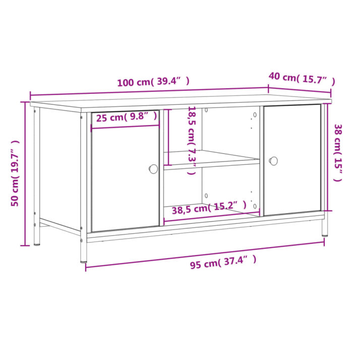 Meuble TV Chêne sonoma 100x40x50 cm Bois d'ingénierie – Image 8