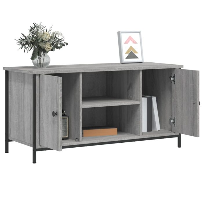 Meuble TV Sonoma gris 100x40x50 cm Bois d'ingénierie – Image 2