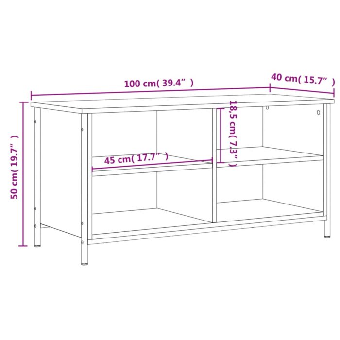 Meuble TV Sonoma gris 100x40x50 cm Bois d'ingénierie – Image 6