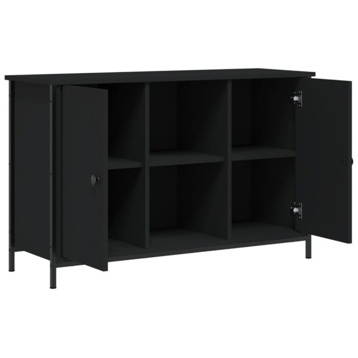 Meuble TV noir 100x35x65 cm bois d'ingénierie – Image 4