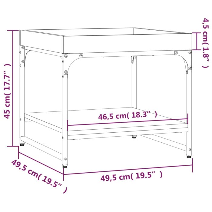 Table basse sonoma gris 49,5x49,5x45 cm bois d'ingénierie – Image 7