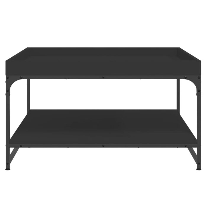 Table basse noir 80x80x45 cm bois d'ingénierie et fer – Image 2