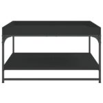 Table basse noir 80x80x45 cm bois d'ingénierie et fer – Image 3