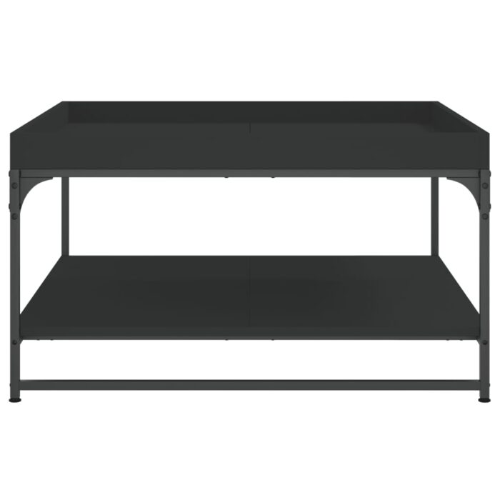 Table basse noir 80x80x45 cm bois d'ingénierie et fer – Image 3