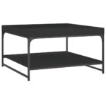Table basse noir 80x80x45 cm bois d'ingénierie et fer – Image 4