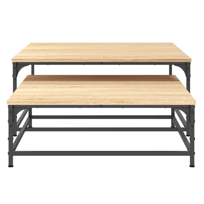 Tables basses gigognes 2 pcs chêne sonoma bois d'ingénierie – Image 3