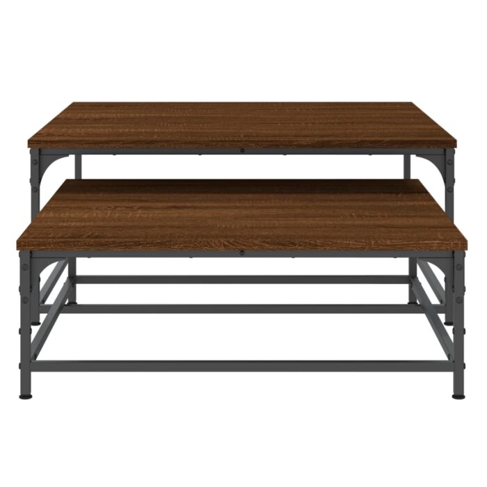 Tables basses gigognes 2 pcs chêne marron bois d'ingénierie – Image 3