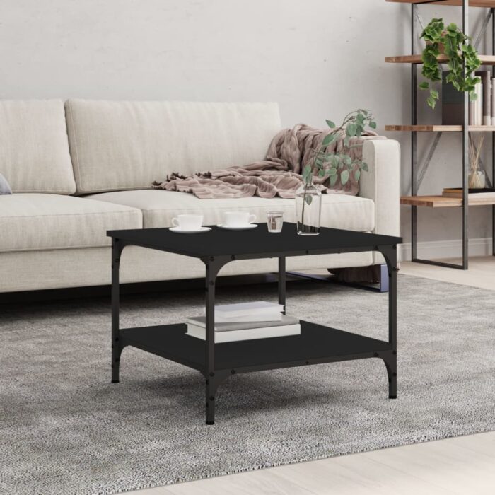 Table basse Noir 55x55x40 cm bois d'ingénierie – Image 1