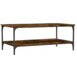 Table basse chêne fumé 100x55x40 cm bois d'ingénierie – Image 4