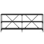 Table console noir 180x30x75 cm bois d'ingénierie et fer – Image 2