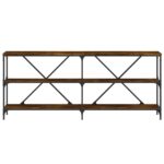 Table console chêne fumé 180x30x75 cm bois d'ingénierie et fer – Image 2