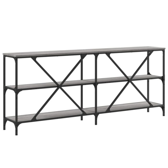 Table console sonoma gris 180x30x75 cm bois d'ingénierie et fer – Image 4