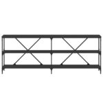 Table console noir 200x30x75 cm bois d'ingénierie et fer – Image 2