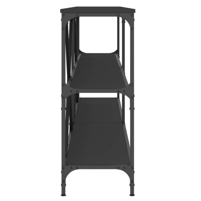 Table console noir 200x30x75 cm bois d'ingénierie et fer – Image 3