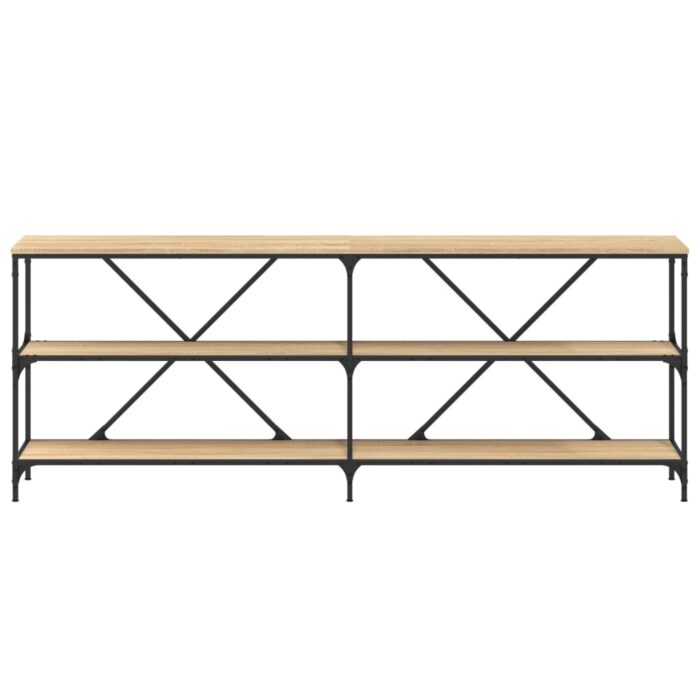 Table console chêne sonoma 200x30x75cm bois d'ingénierie et fer – Image 2