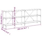 Table console chêne sonoma 200x30x75cm bois d'ingénierie et fer – Image 7