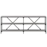 Table console sonoma gris 200x30x75 cm bois d'ingénierie et fer – Image 2