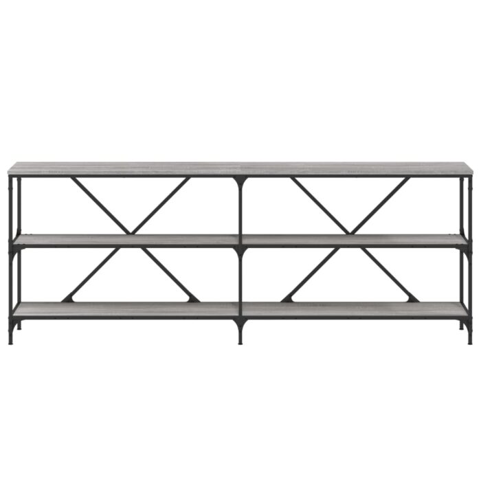 Table console sonoma gris 200x30x75 cm bois d'ingénierie et fer – Image 2