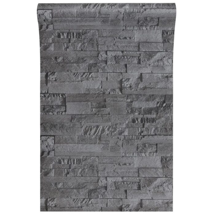 Papier peint 3D aspect de pierre noir 10x0,53 m non tissé – Image 2