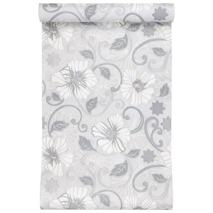 Papier peint 3D motif de fleur gris 10x0,53 m non tissé – Image 2