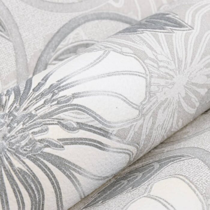 Papier peint 3D motif de fleur gris 10x0,53 m non tissé – Image 3