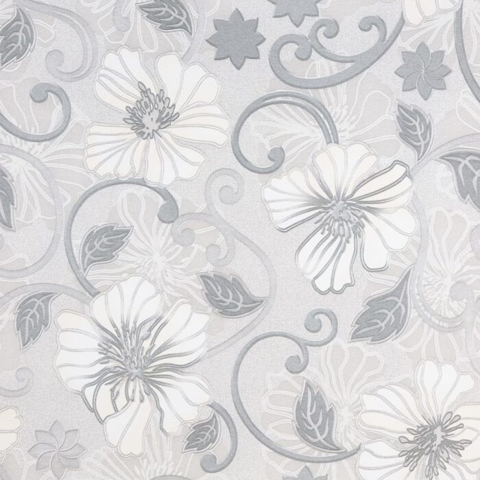 Papier peint 3D motif de fleur gris 10x0,53 m non tissé – Image 5