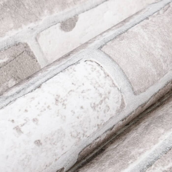 Papier peint 3D motif de brique gris 10x0,53 m non tissé – Image 3