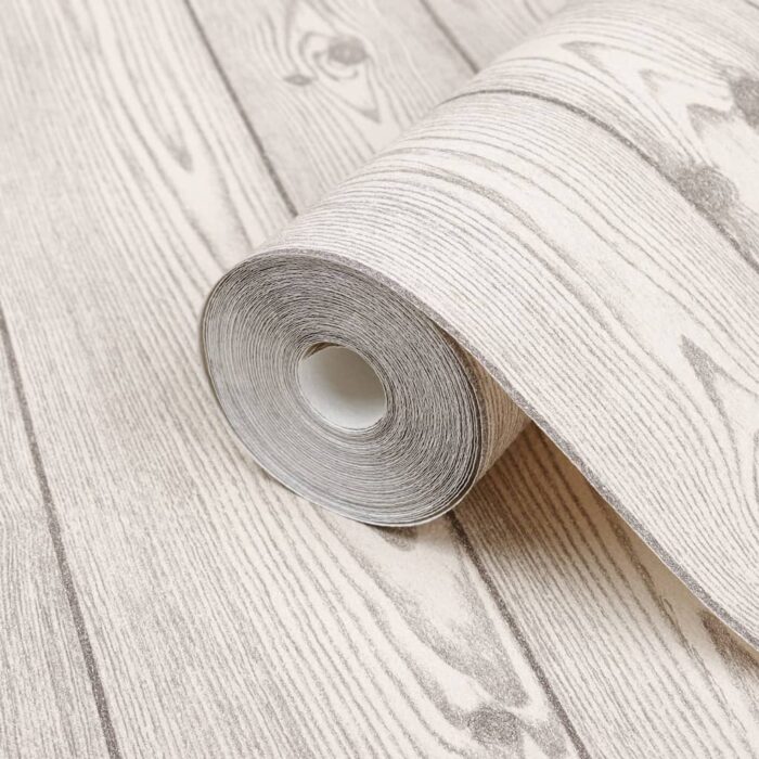 Papier peint 3D grain de bois gris 10x0,53 m non tissé – Image 3