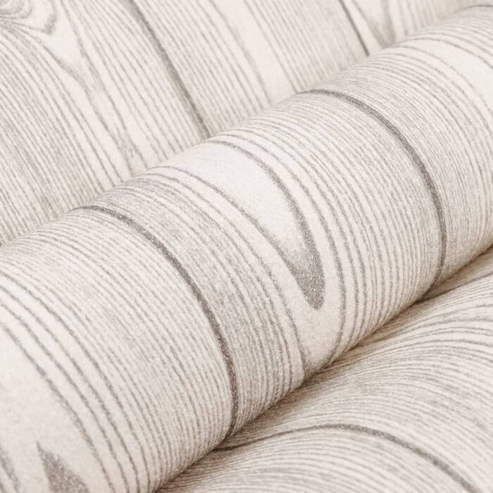 Papier peint 3D grain de bois gris 10x0,53 m non tissé – Image 4